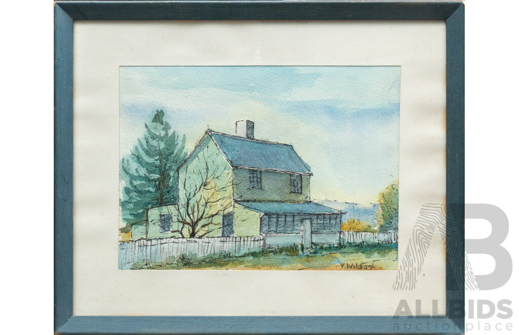 Yvonne Wildash (20th Century, Australian, 1915-1912?), Old Cooma House, Egan Street, Lovely Original Ink & Watercolour, 22 x 27 cm (frame)