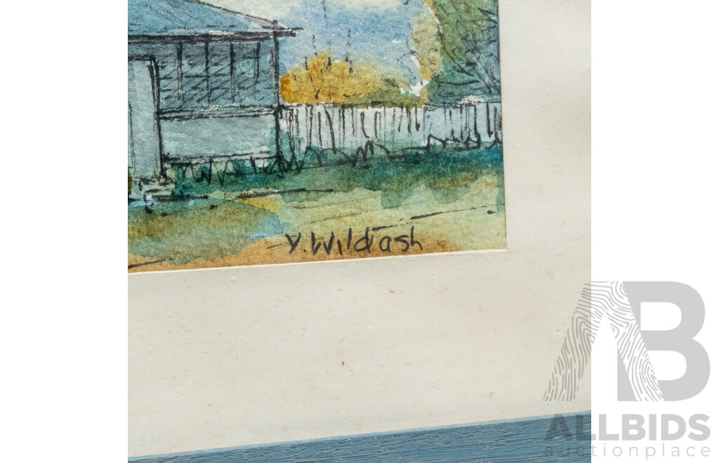 Yvonne Wildash (20th Century, Australian, 1915-1912?), Old Cooma House, Egan Street, Lovely Original Ink & Watercolour, 22 x 27 cm (frame)