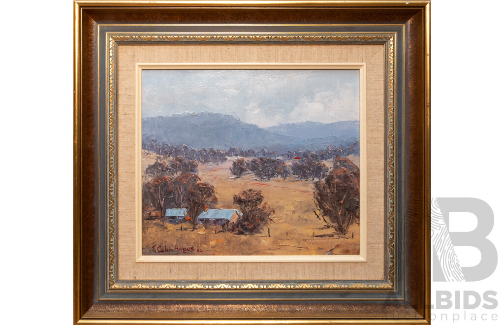 J Colin Angus, (20th Century, Australian, 1907-2002), Lord Pastoral (1982), Original Oil on Canvas Board, 50 x 54 cm (frame)