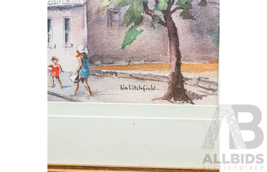 Lin Litchfield, (20th Century, Australian, Active c1960-70s), Terrace -^The Rocks, Sydney, Original Vintage Watercolour, 43 x 53 cm (frame)