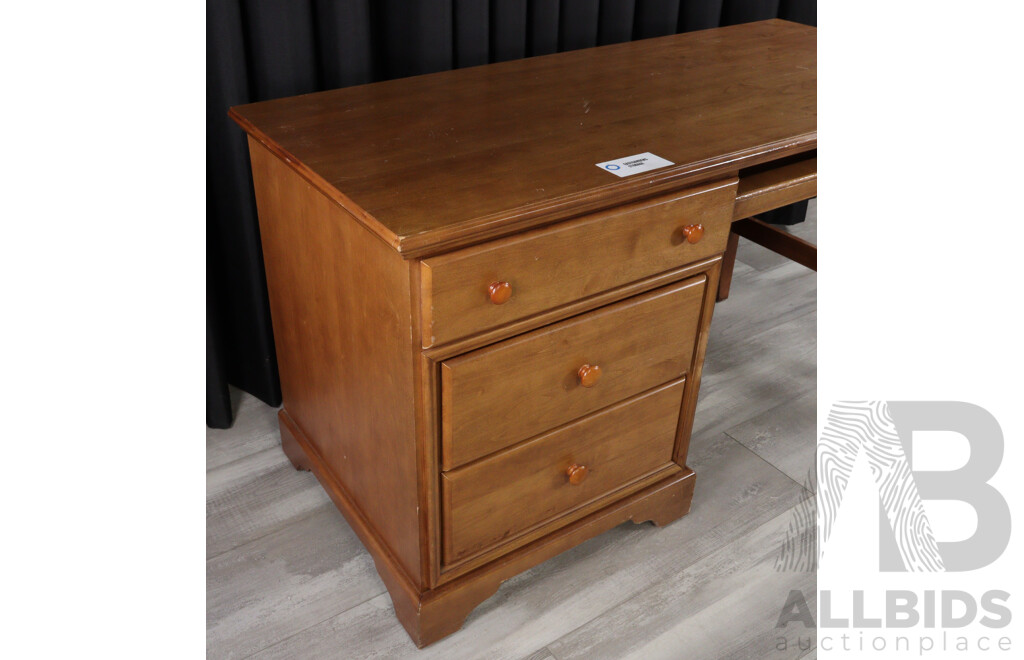 Timber Three Drawer Desk with Keyboard Slide