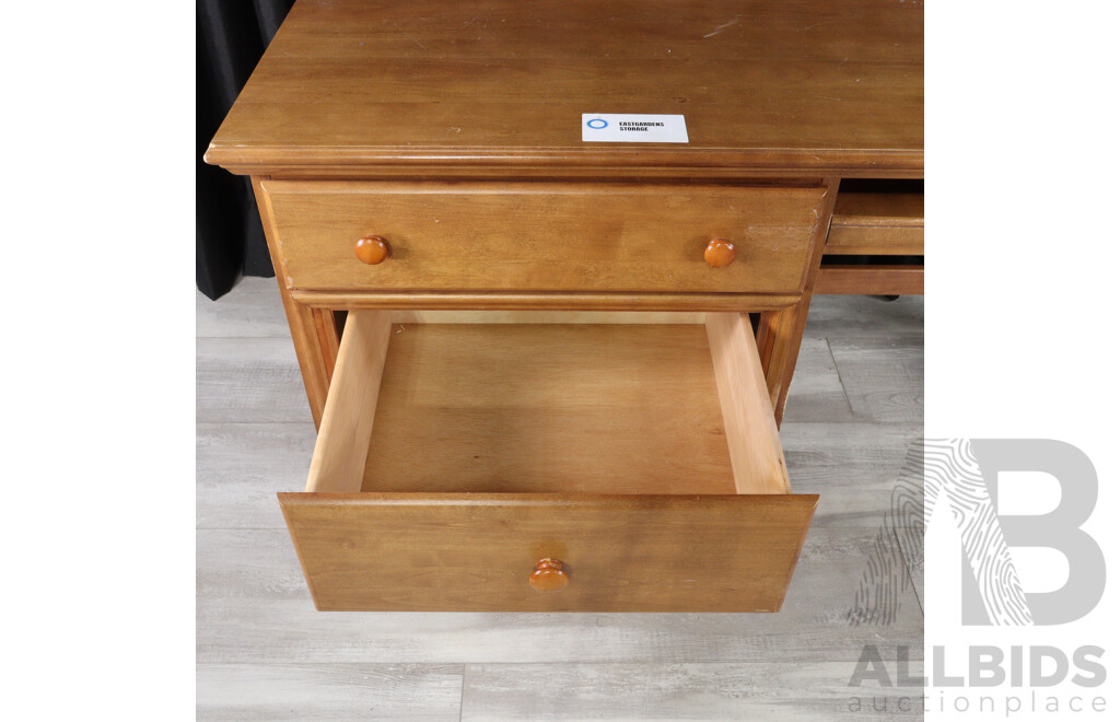 Timber Three Drawer Desk with Keyboard Slide