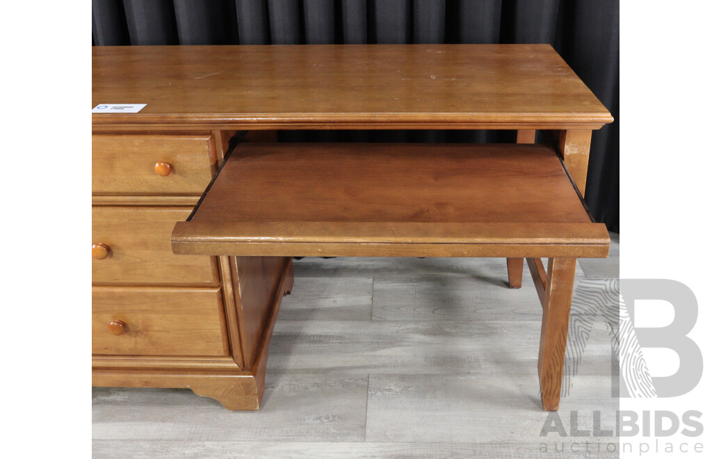 Timber Three Drawer Desk with Keyboard Slide