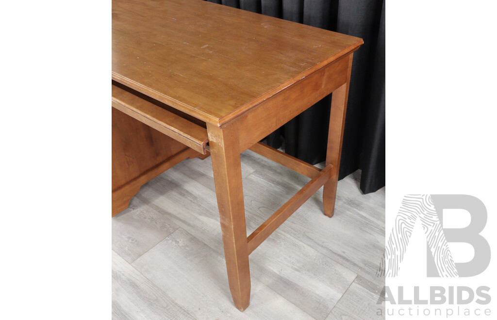 Timber Three Drawer Desk with Keyboard Slide