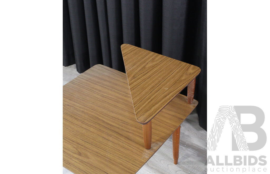 Retro Mid Century Style Veneered Two Tier Corner Coffee Table