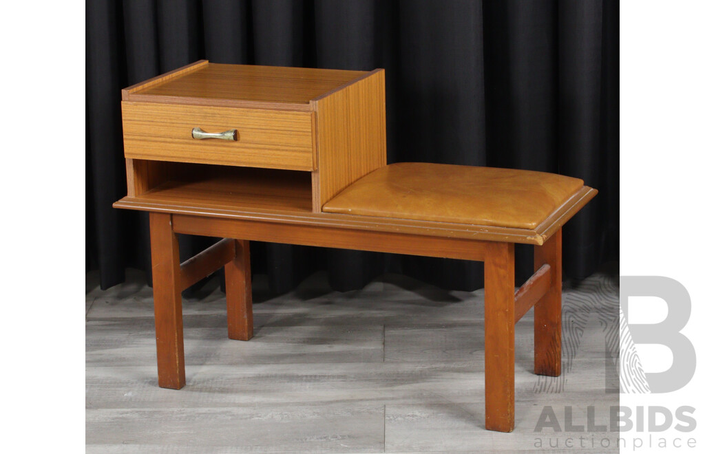 Retro Veneered Telephone Table with Single Drawer