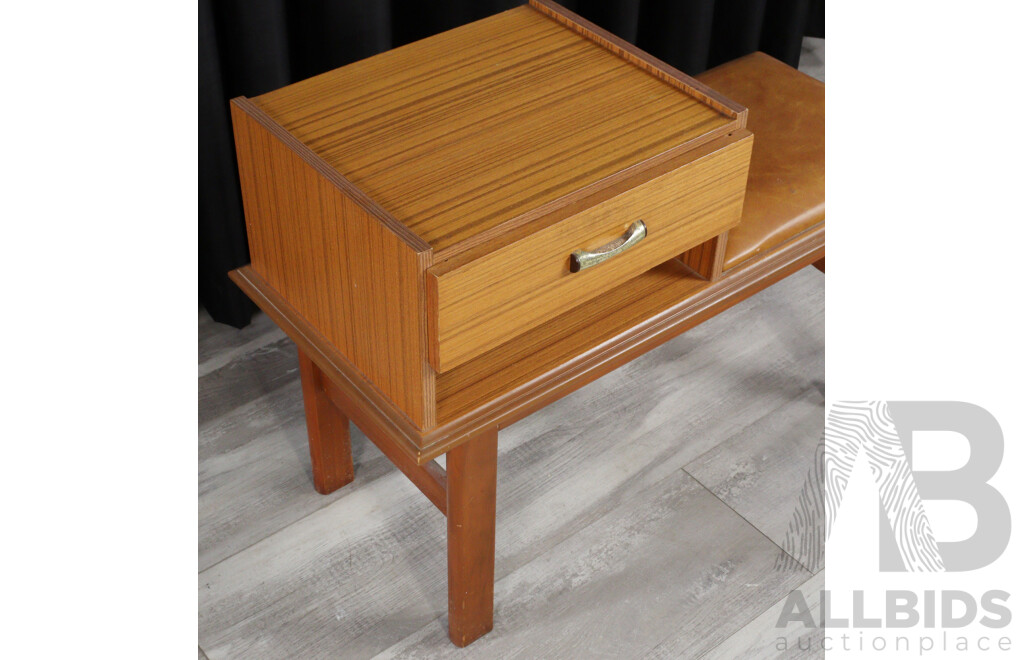 Retro Veneered Telephone Table with Single Drawer