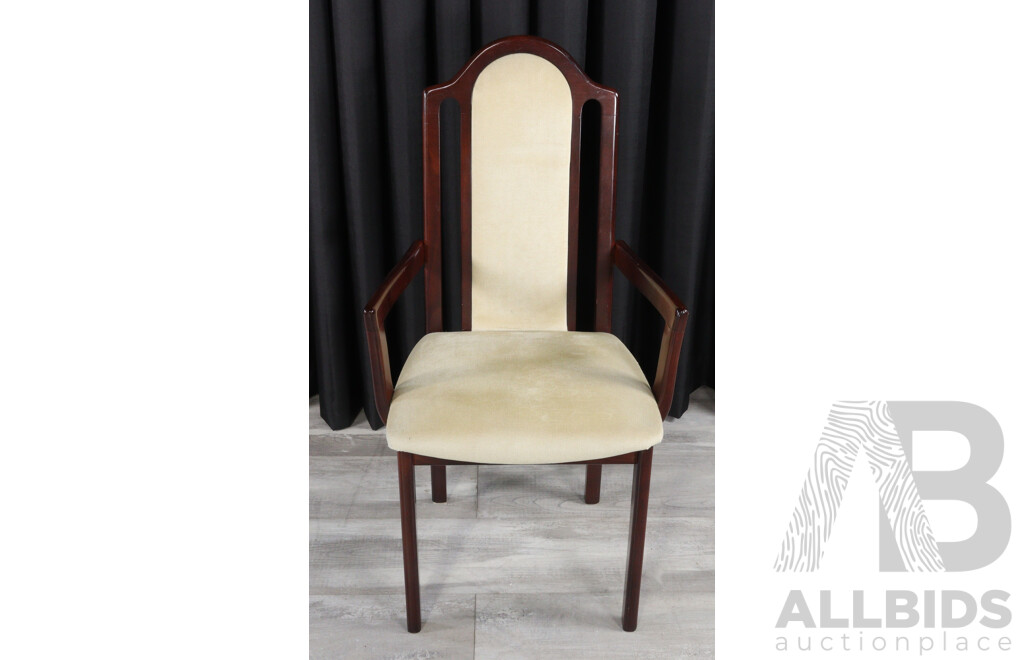 Set of Four Timber Dining Chairs with Upholstered Seats and Back
