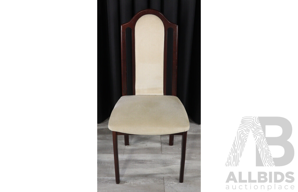 Set of Four Timber Dining Chairs with Upholstered Seats and Back