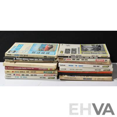 Large Collection of Vintage Auto Repair Books Inc Mazda Capella and Hi-Ace