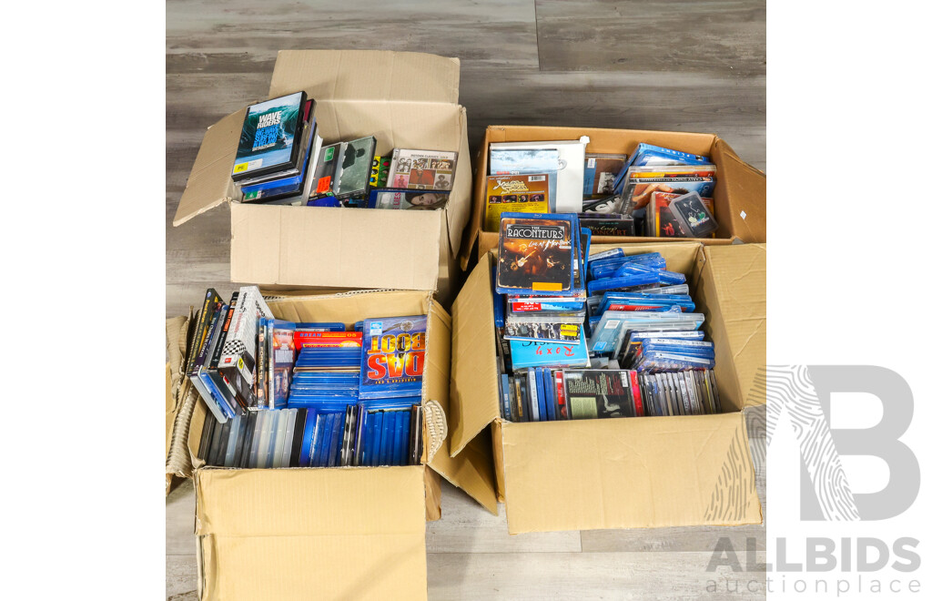 Three Boxes of Various Music Related Cds and DVDs Inc Chicago, Midnight Special and