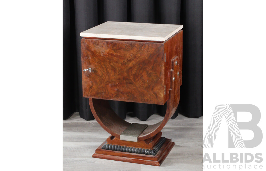 Small Art Deco Marble Top Cabinet