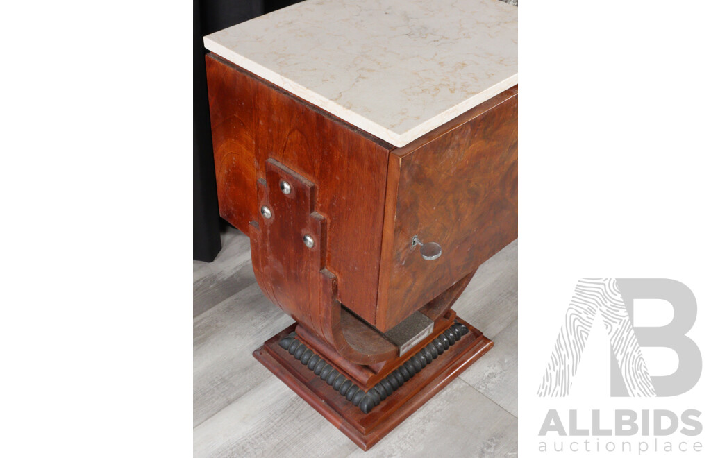 Small Art Deco Marble Top Cabinet