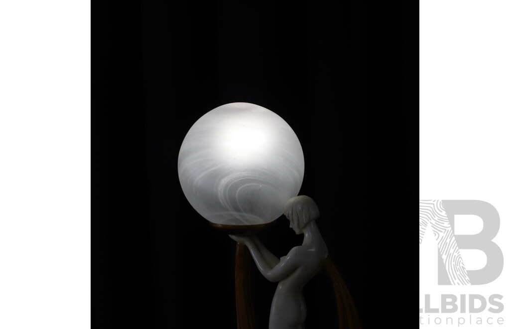 Art Deco Style Composite Figural Table Lamp