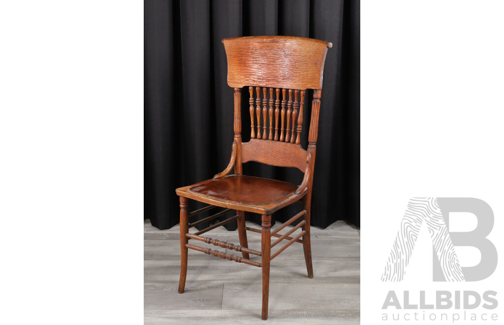 American Oak Spindle Back Dining Chair