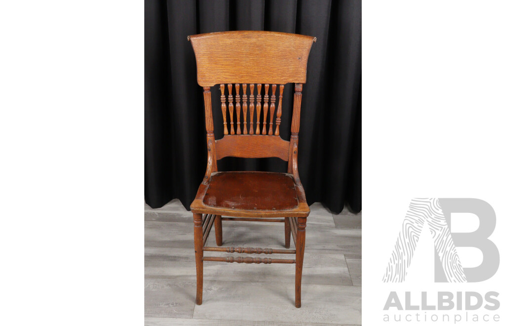 American Oak Spindle Back Dining Chair