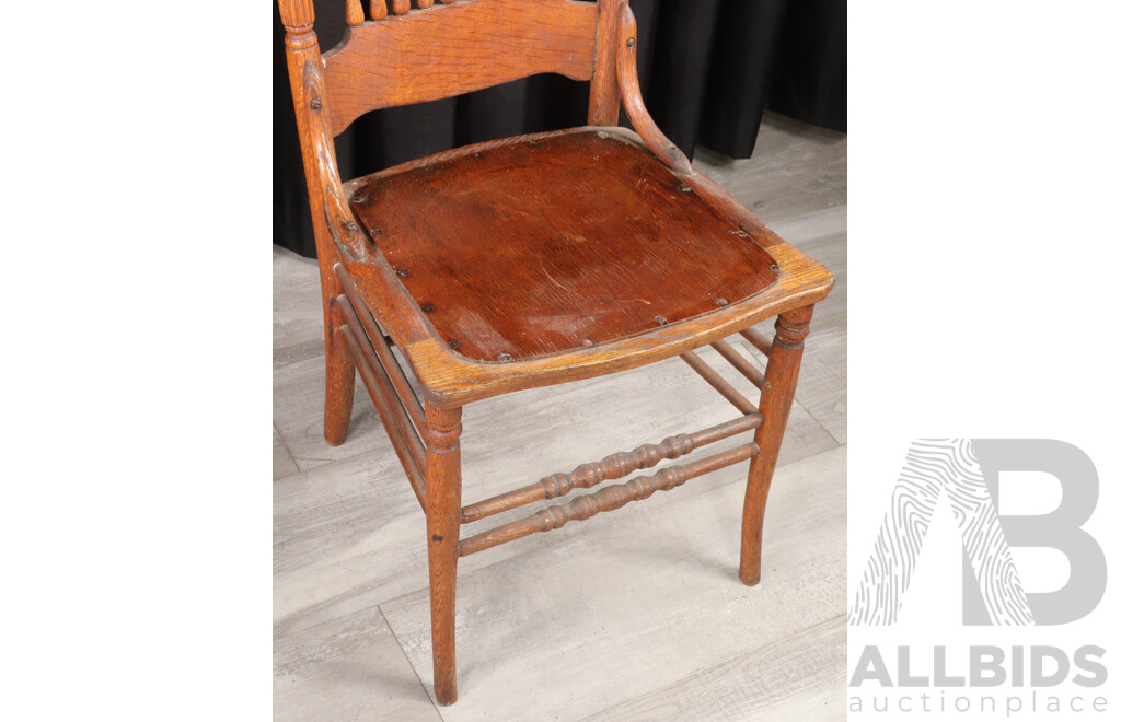 American Oak Spindle Back Dining Chair