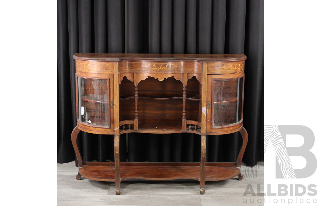 Victorian Inlaid Elevated Mahogany Sideboard