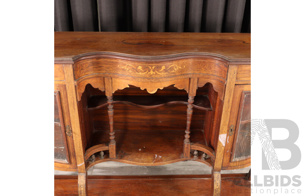 Victorian Inlaid Elevated Mahogany Sideboard