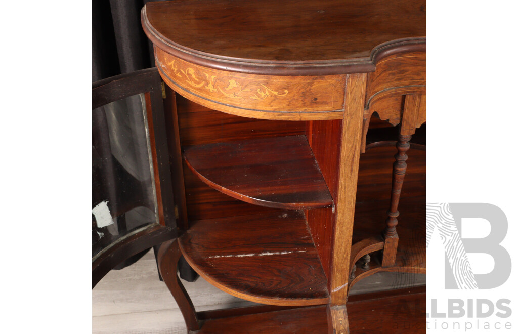 Victorian Inlaid Elevated Mahogany Sideboard