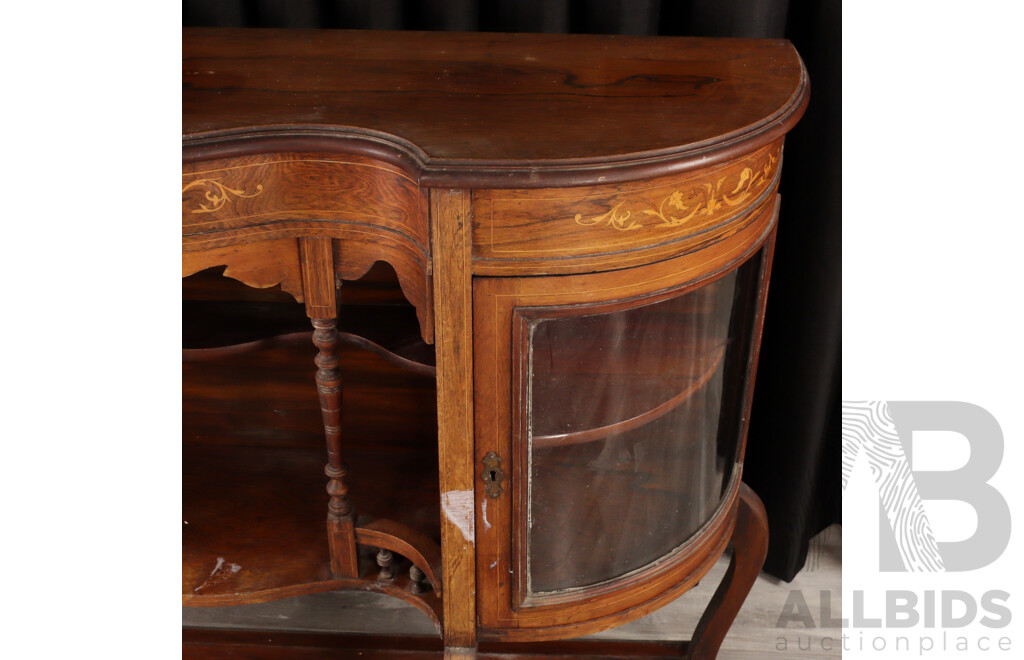 Victorian Inlaid Elevated Mahogany Sideboard