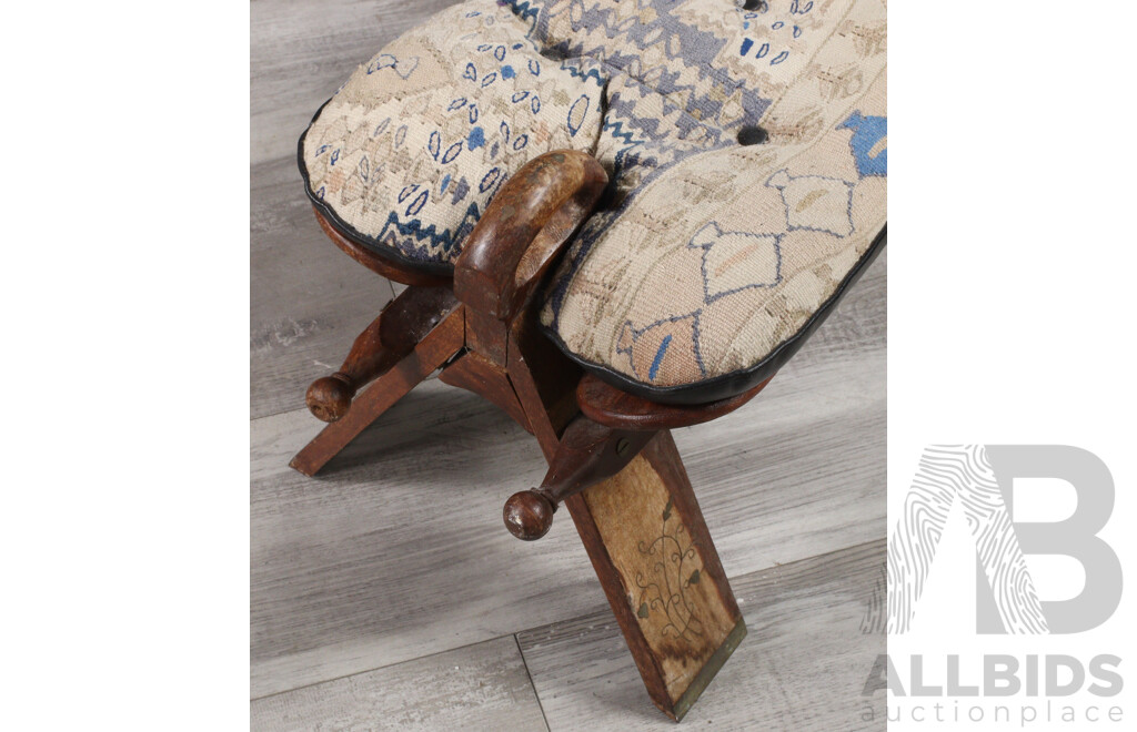 Timber Camel Stool with Inlaid Brass Detail