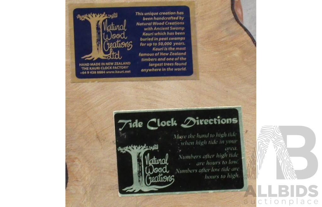 Large Redwood Burl Wall Clock with Tide Indicator