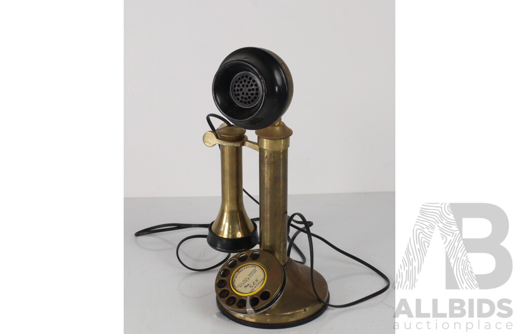 Vintage Englsih Made GEC Candlestick Brass Telephone