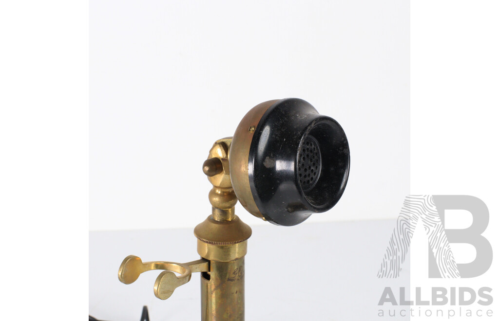 Vintage Englsih Made GEC Candlestick Brass Telephone
