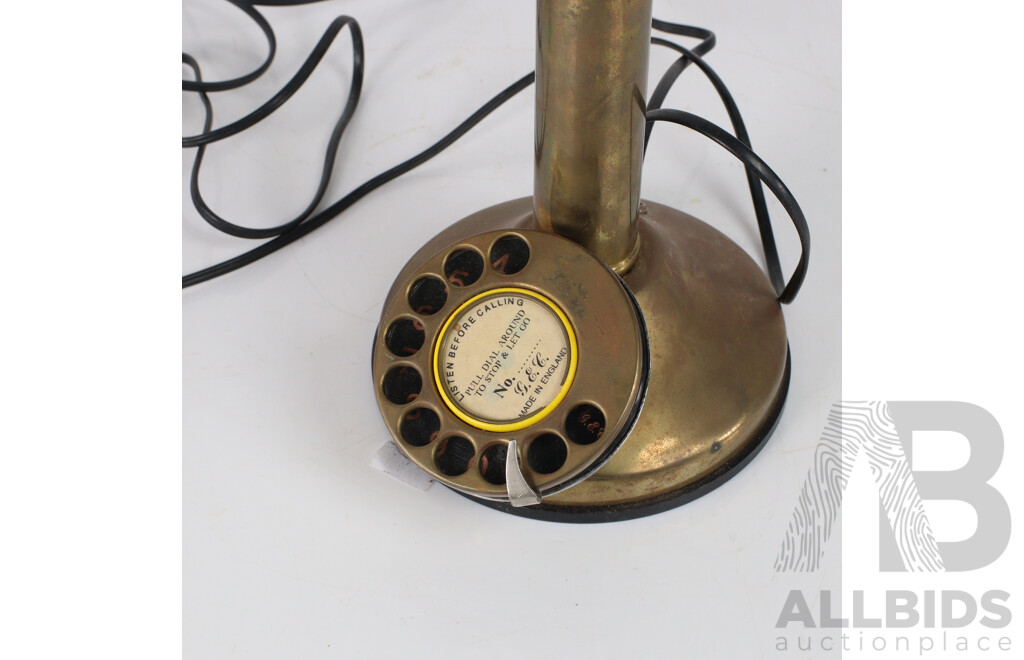 Vintage Englsih Made GEC Candlestick Brass Telephone
