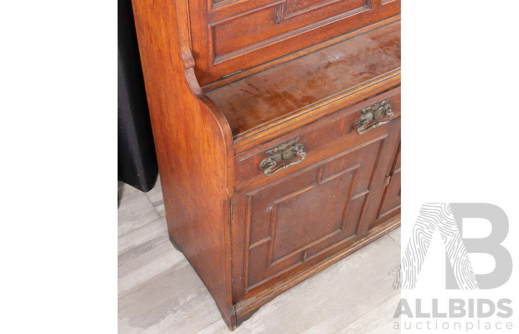 Edwardian Oak Bureau Bookcase