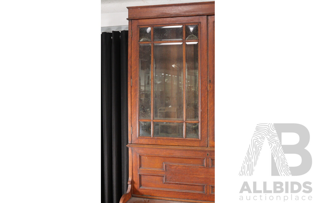 Edwardian Oak Bureau Bookcase