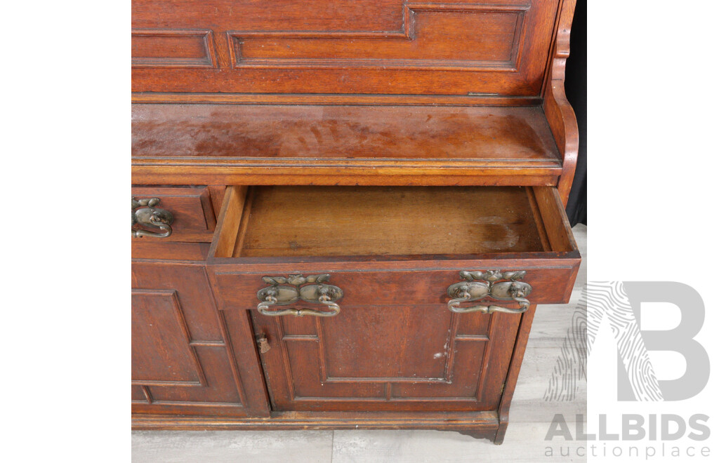 Edwardian Oak Bureau Bookcase