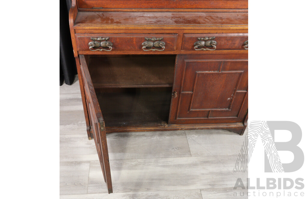 Edwardian Oak Bureau Bookcase