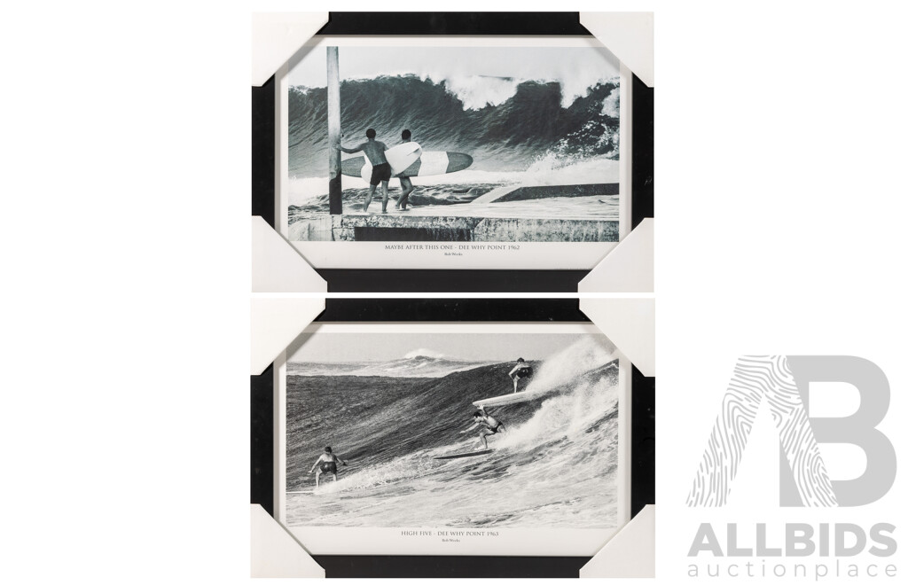 Bob Weeks, (20th Century, Australian, Active 1950-70s), High Five & Maybe After This One - Dee Why Point -1962 & 63), Quality Prints of Original Black & White Photographs, 36 x 51 cm (frames)