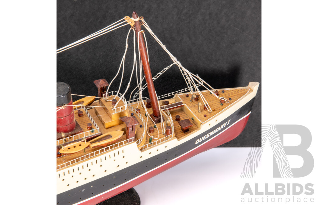 Vintage Timber Queen Mary I Display Ship with Illumination