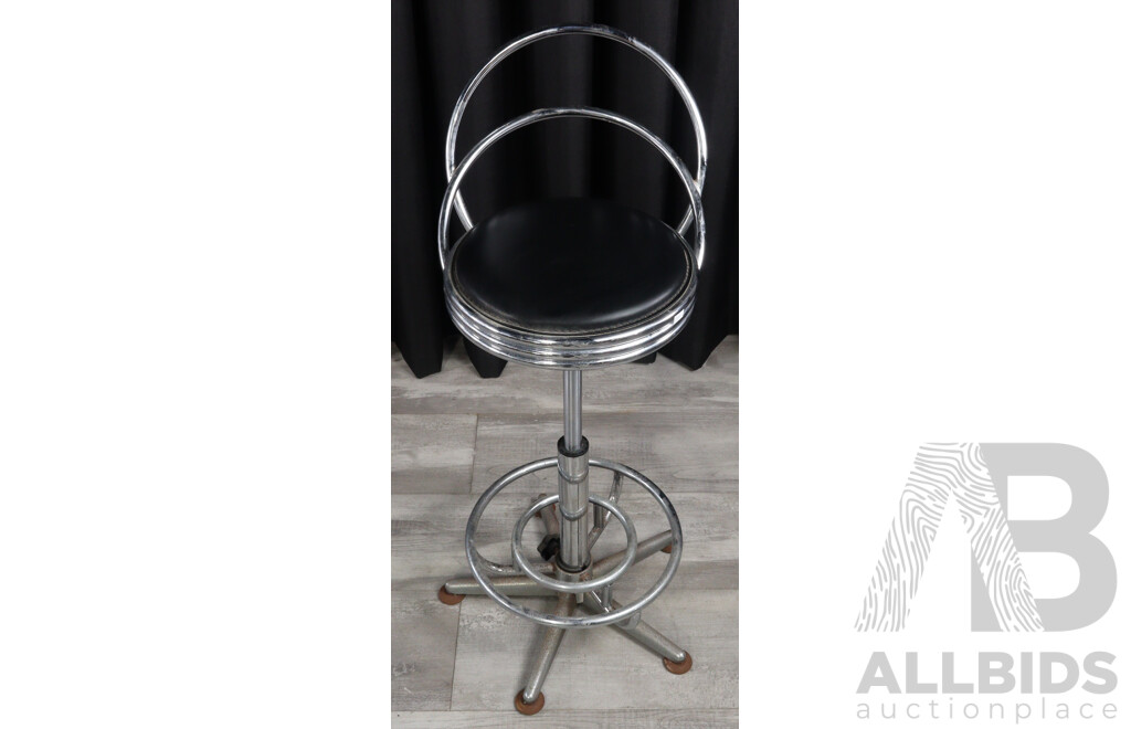 Pair of Retro Style Chrome Based Bar Stools