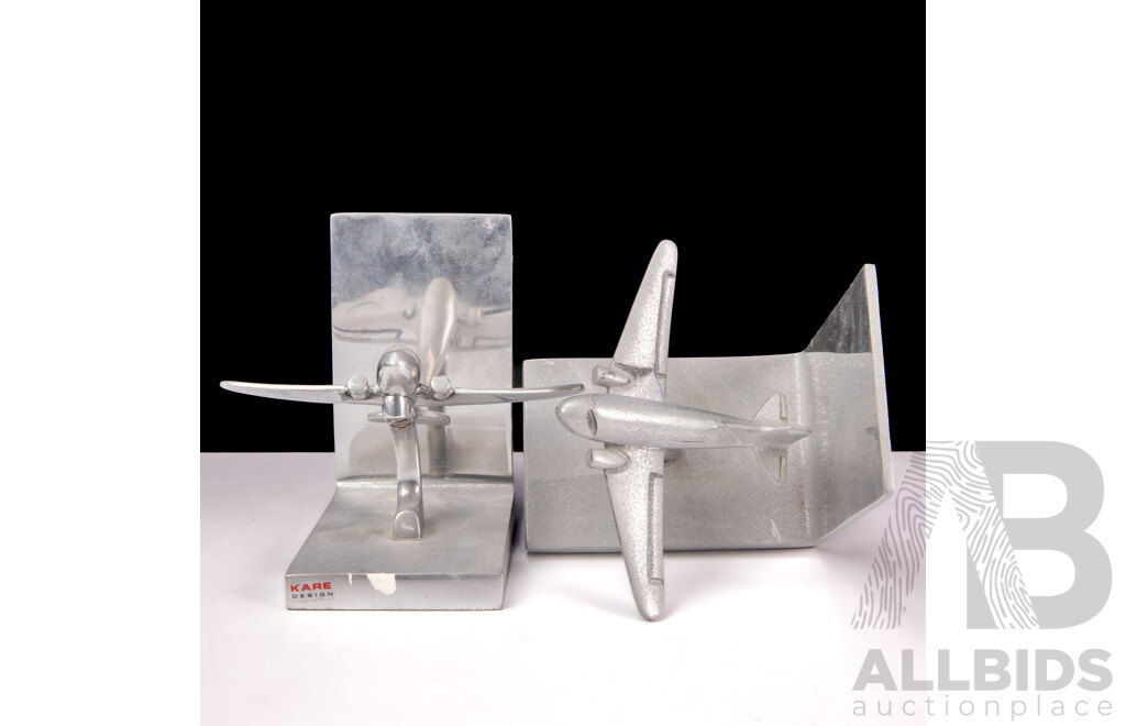 Pair of Chrome B-52 Book Ends by Kare Design