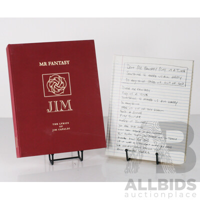 Limited Edition 17 of 900, 'Mr Fantasy: the Lyrics of Jim Capaldi'  Signed by Robert Plant, Steve Winwood & Aninha Capaldi, with 7 Inch Single, Genesis Publications, 2012, Hard Cover in Solander Case