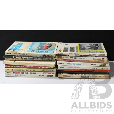 Large Collection of Vintage Auto Repair Books Inc Mazda Capella and Hi-Ace