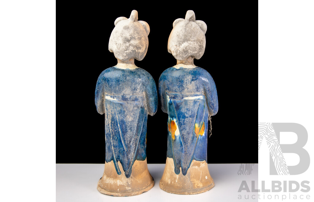 Two Tang Style Chinese Terracotta Funerary Figures of Musicians