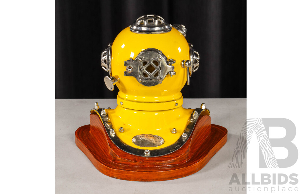 Small Reproduction Diver Helmet in Timber Stand