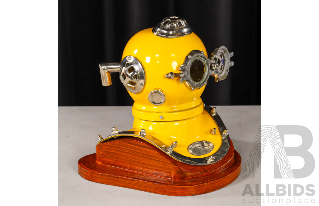 Small Reproduction Diver Helmet in Timber Stand