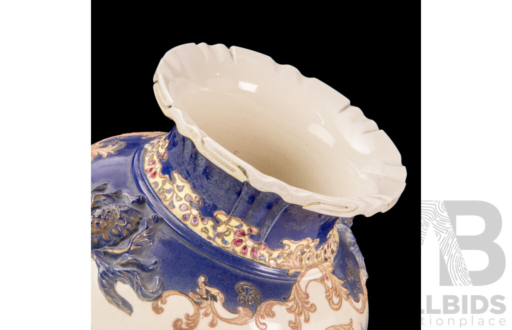 Large Amphora Shape Vase with Flared Lip and Pedestal Base