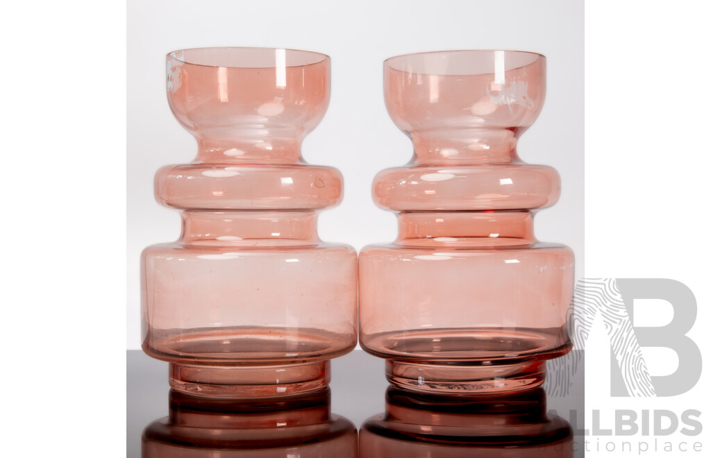 Pair of Vintage Pink Glass Vases