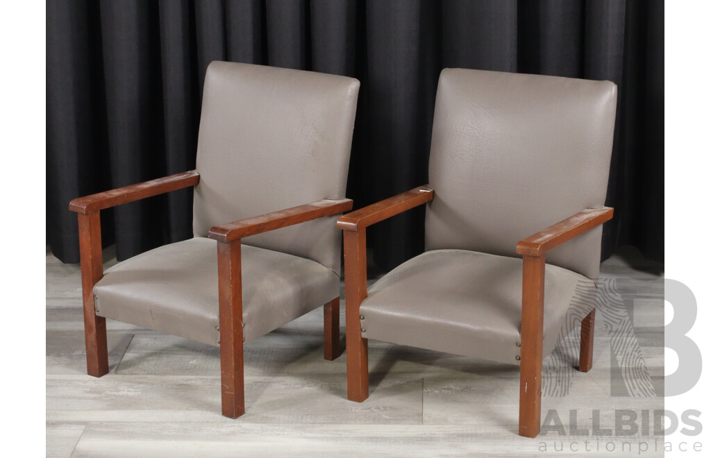 Pair of Small Lightwood Modern Arm Chairs