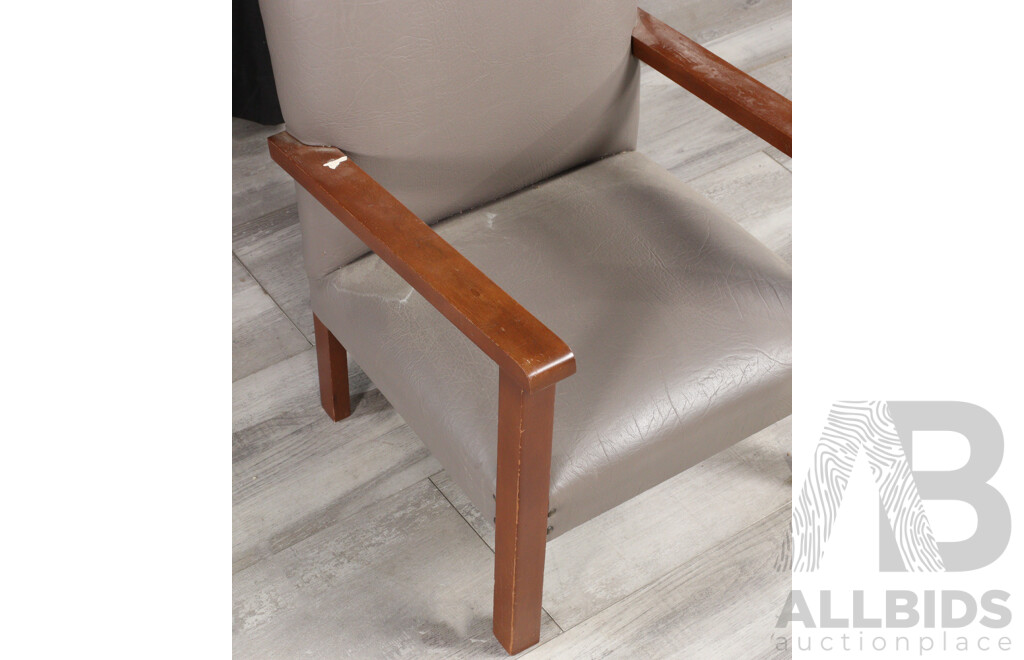 Pair of Small Lightwood Modern Arm Chairs