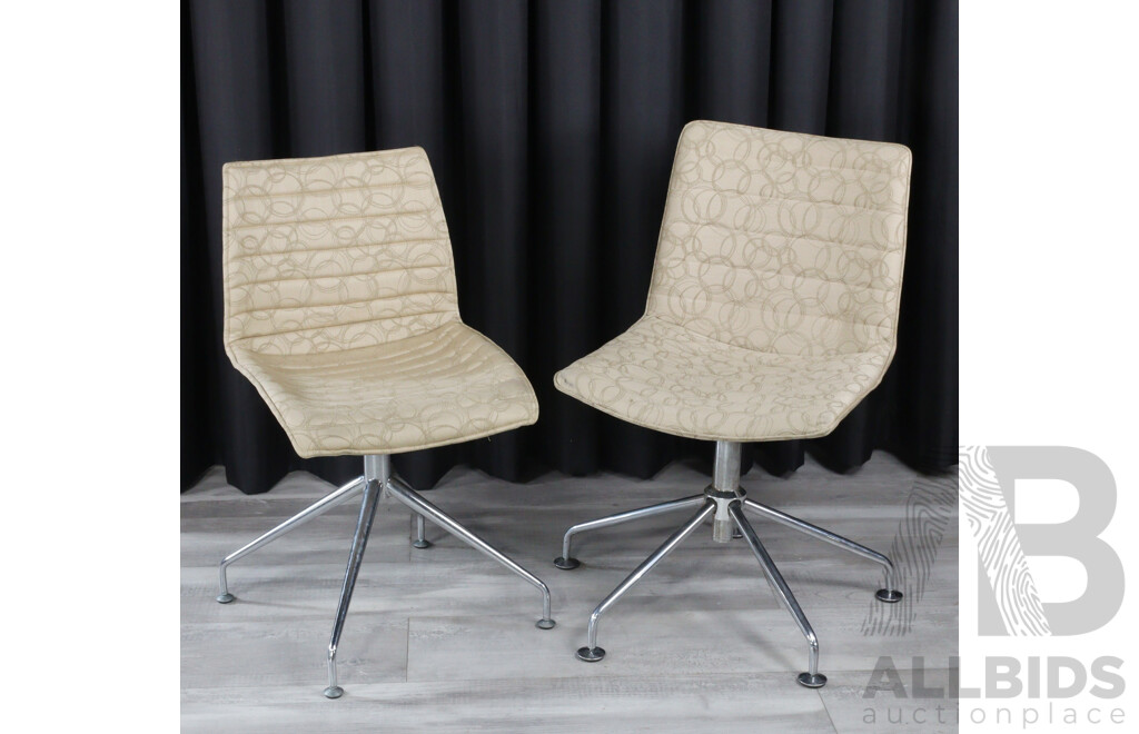 Pair of Reproduction Catifa Leather Swivel Chairs