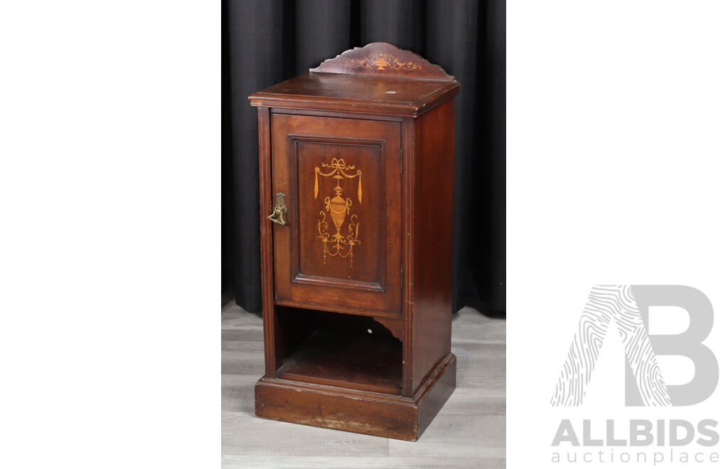 Victorian Inlaid Single Door Pot Cupboard