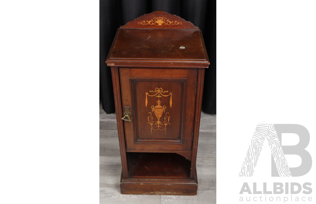 Victorian Inlaid Single Door Pot Cupboard